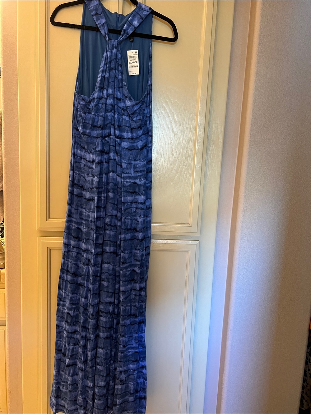 XL INC front twist halter blue Tie-Dye Maxi Dress new with tags